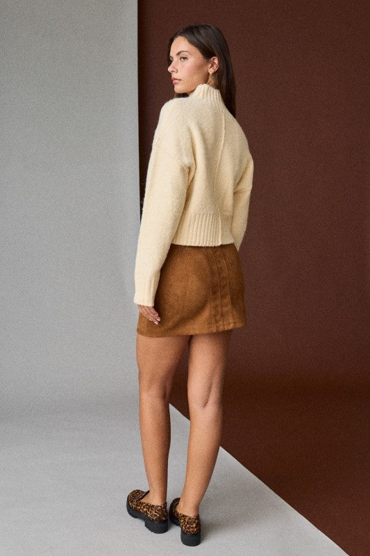 The Suede Button Skirt