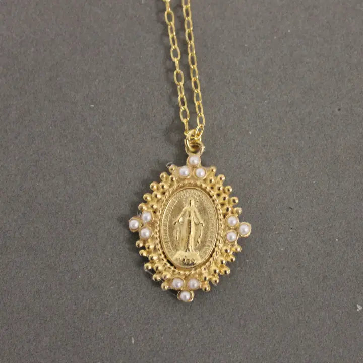Miraculous Mary Casting Gold Necklace