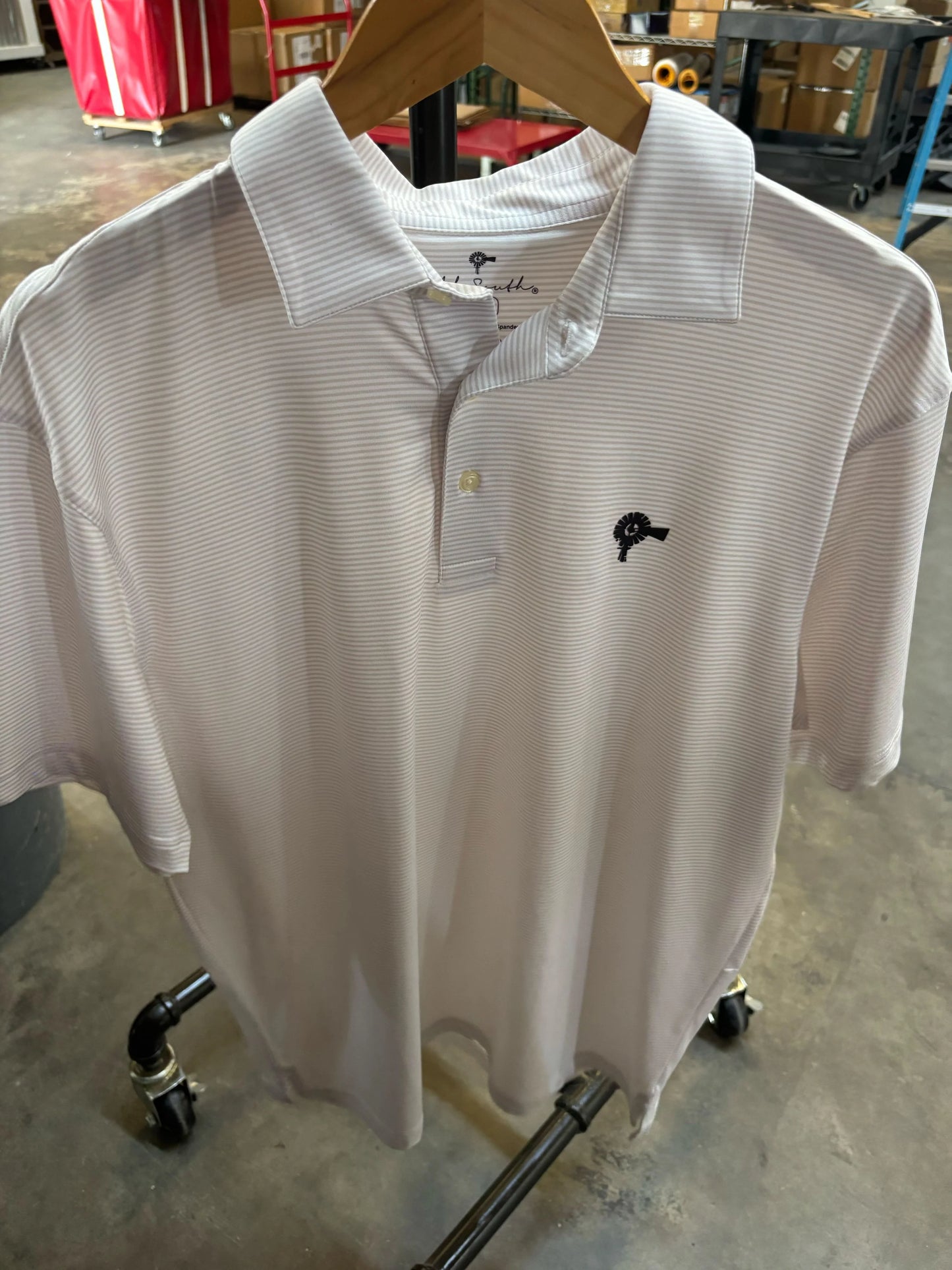 Grey Microstripe Performance Polo
