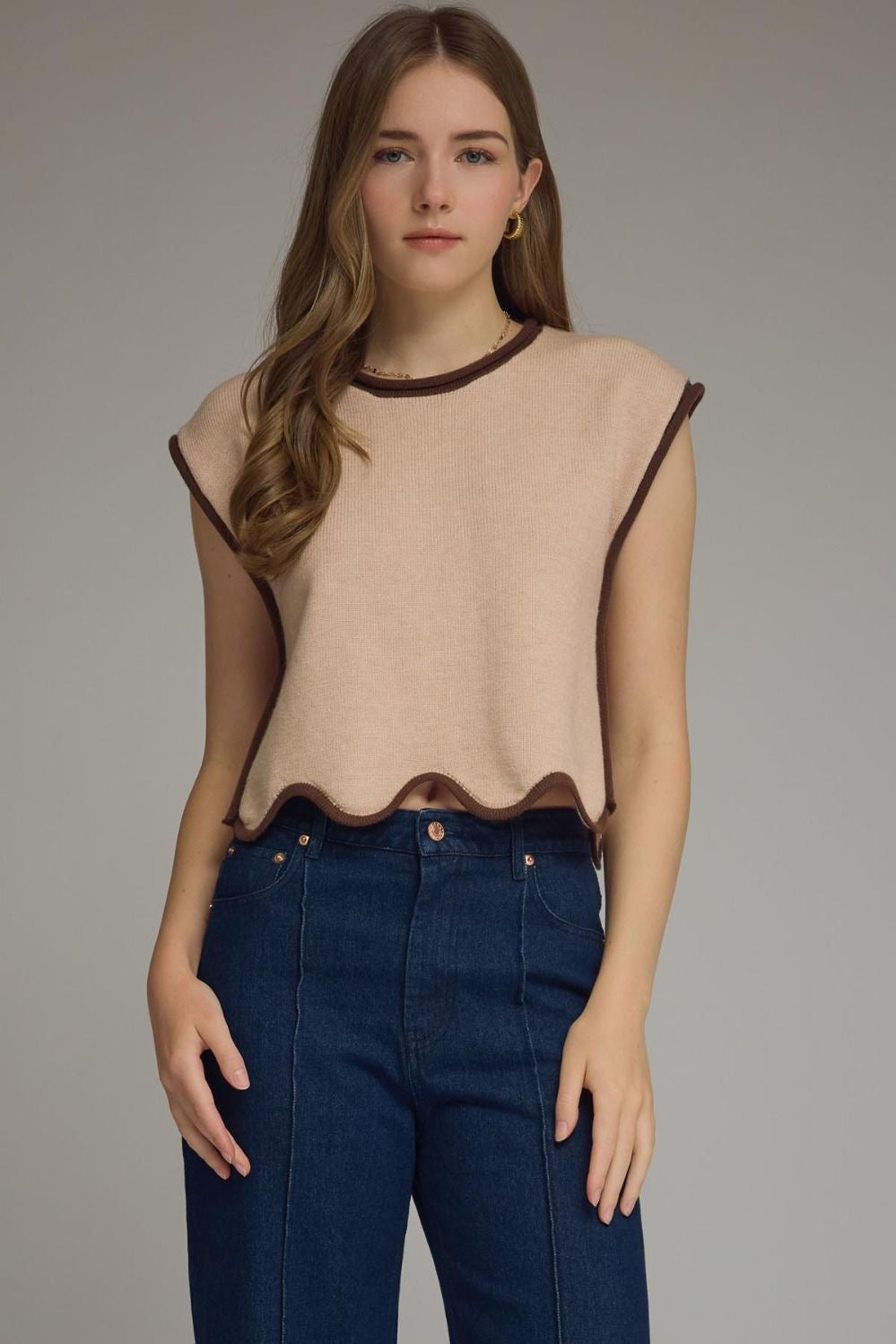 The Scallop Hem Knit Top