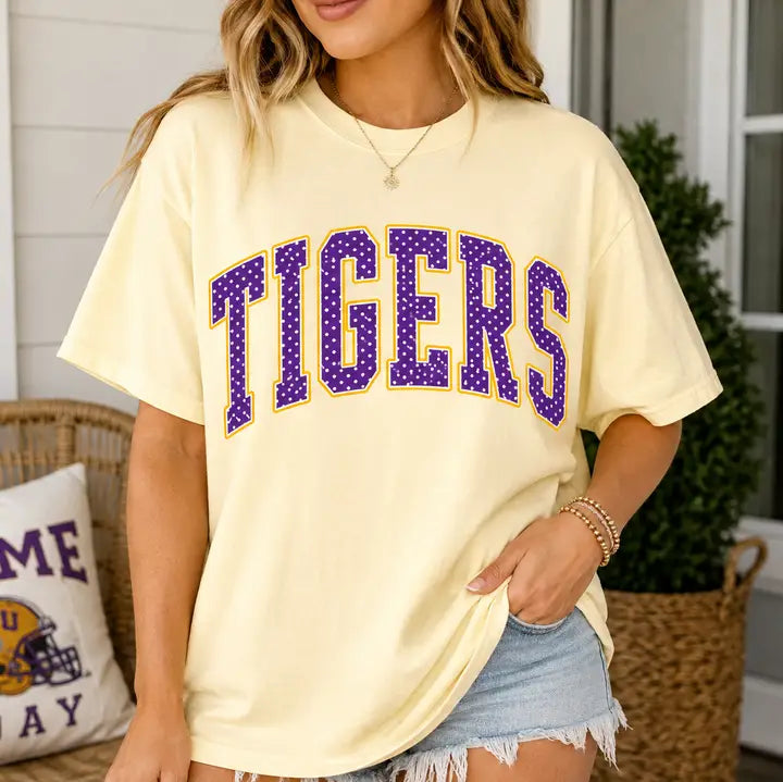 Purple & Gold Polka Dot Tigers Tee