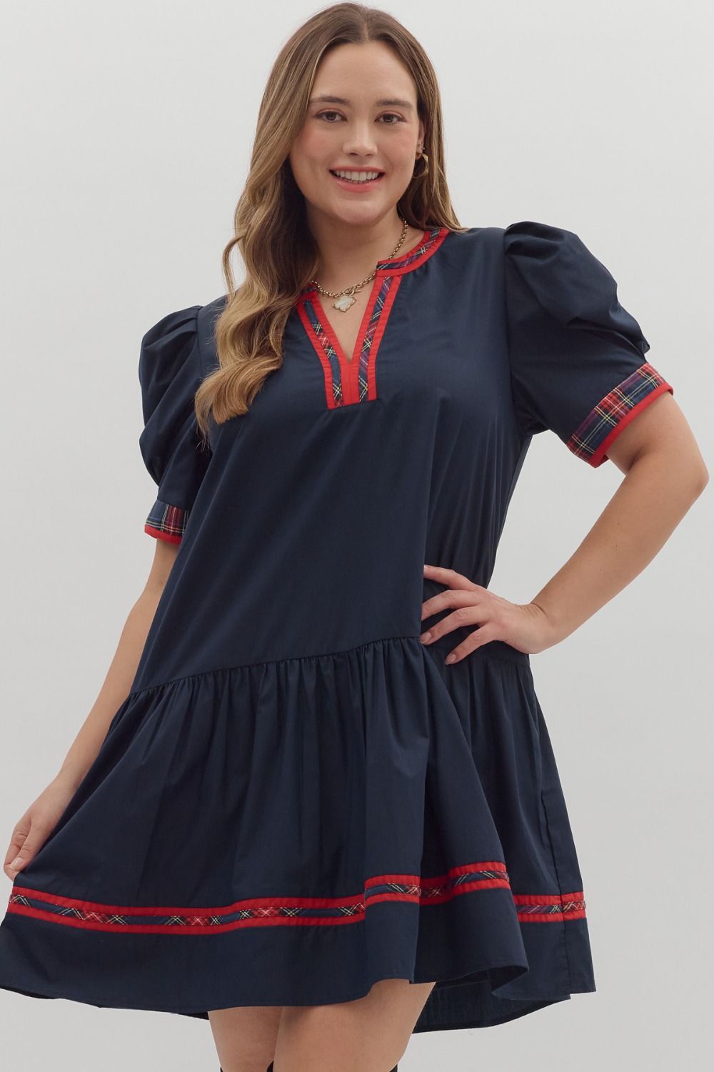 The Navy Plaid Dress