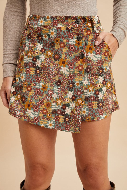 The Floral Corduroy Skort