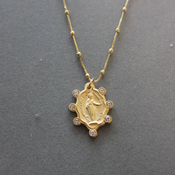 Cz Mary Necklace Gold