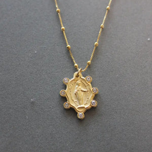 Cz Mary Necklace Gold
