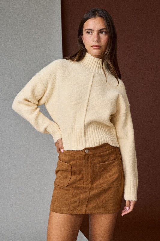 The Suede Button Skirt