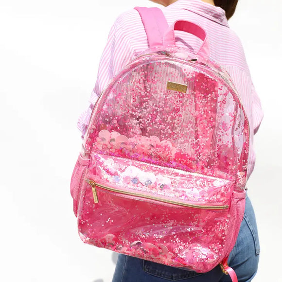 Pink Party Confetti Clear Backpack
