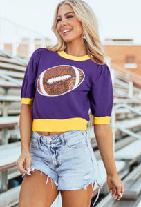 Purple and Gold Sweater Top