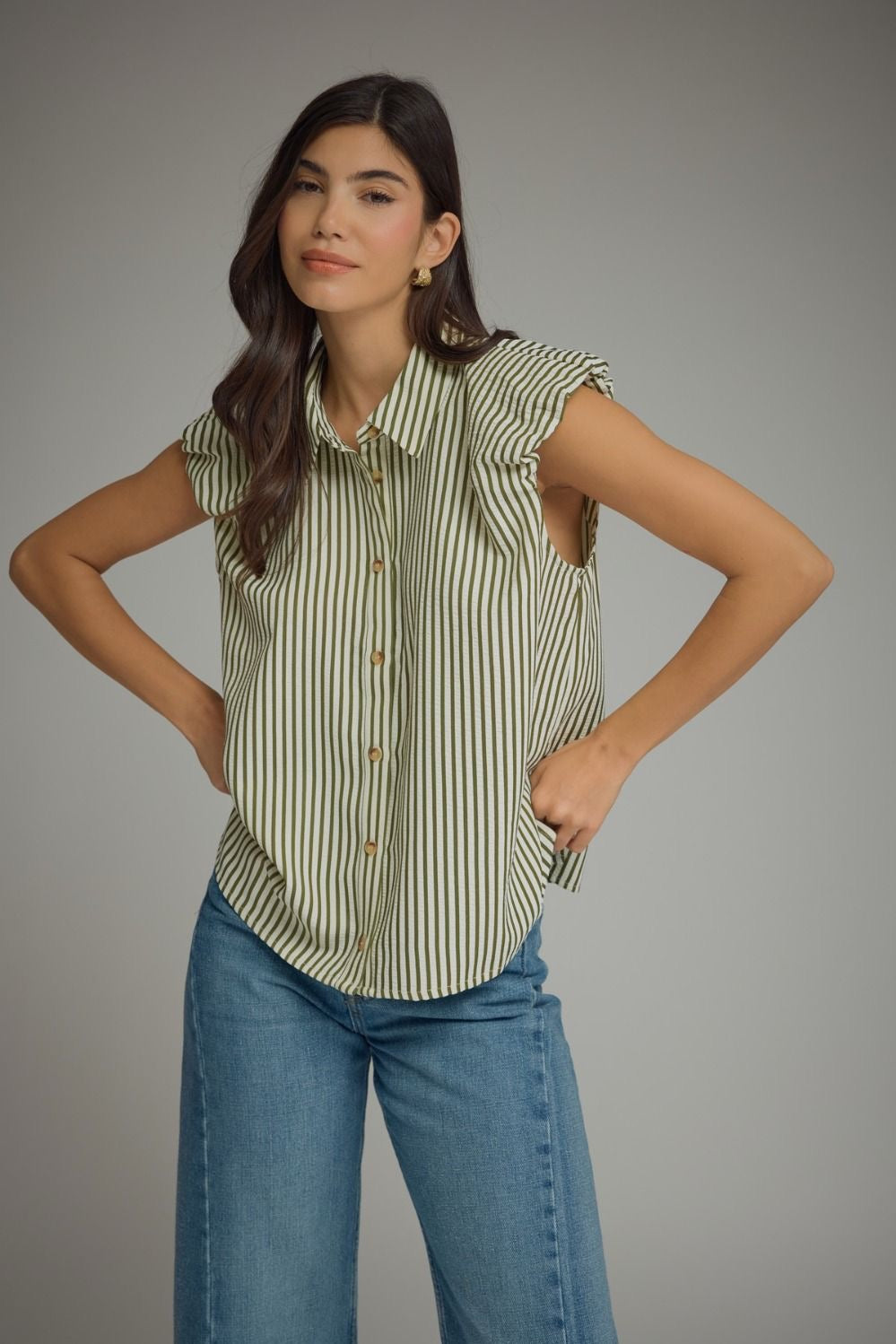 The Olive Stripe Top