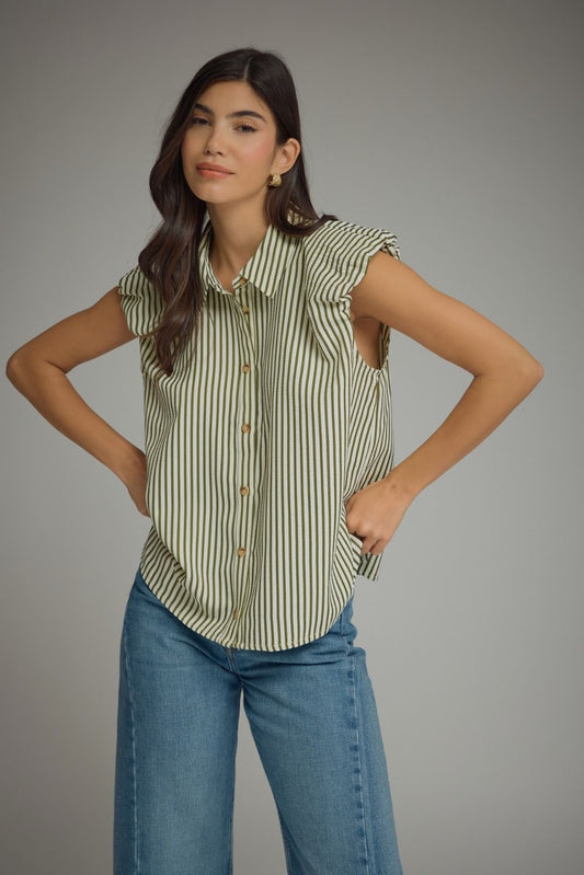 The Olive Stripe Top