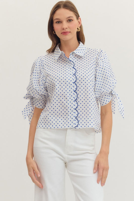 The Blue Polka Dot Top
