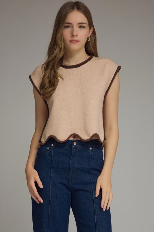 The Scallop Hem Knit Top