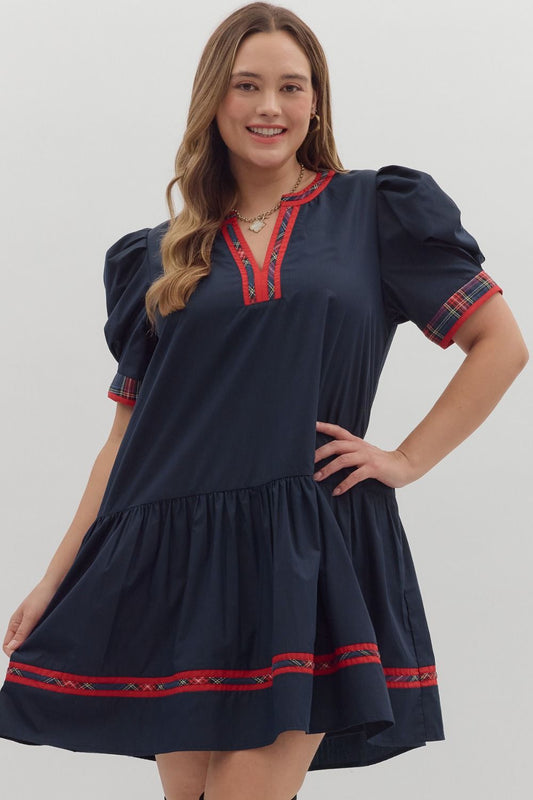 The Navy Plaid Dress