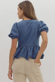 The Denim Bow Blouse