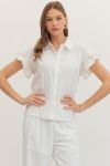 Off White Ruffle Sleeve Top