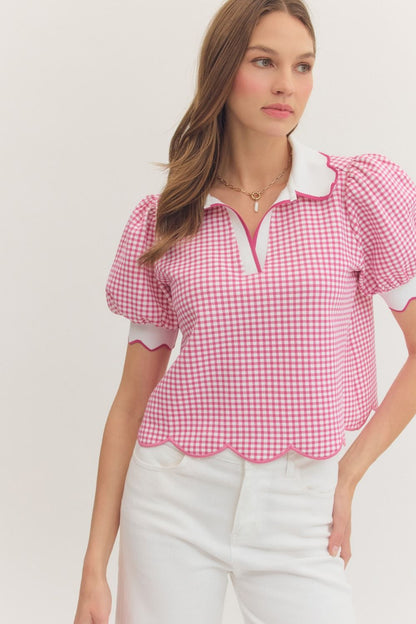 The Gingham Scallop Top