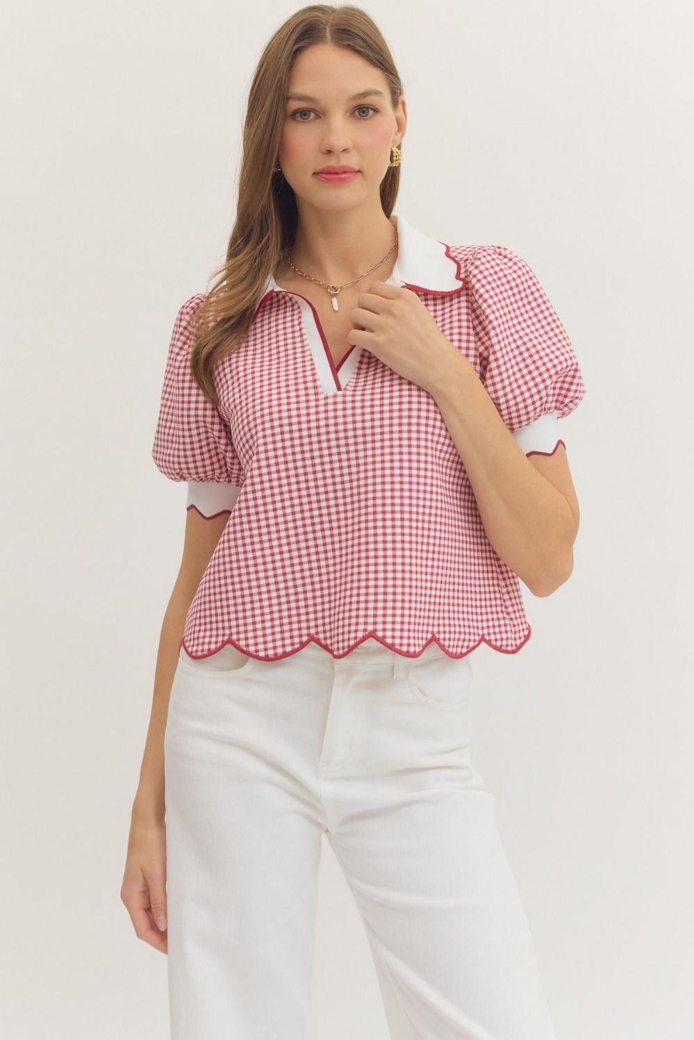 The Gingham Scallop Top