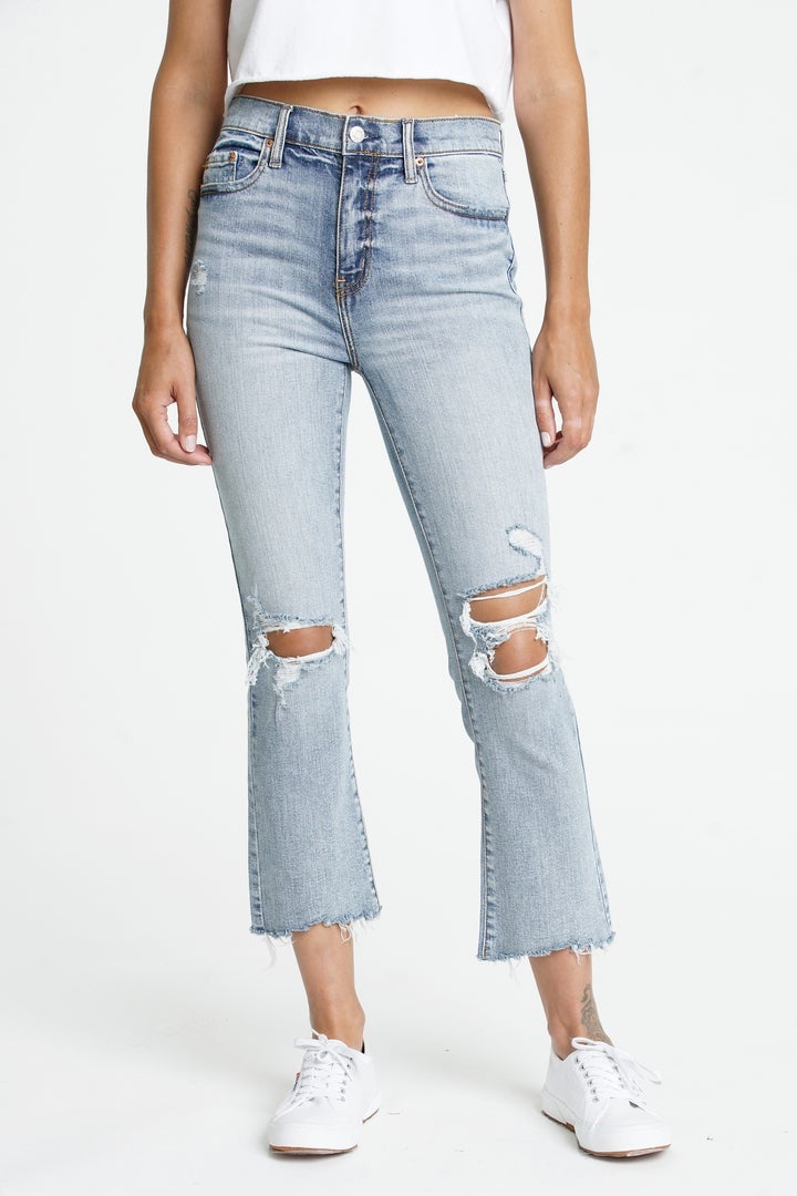 Shy Girl High Rise Crop Flare Jeans