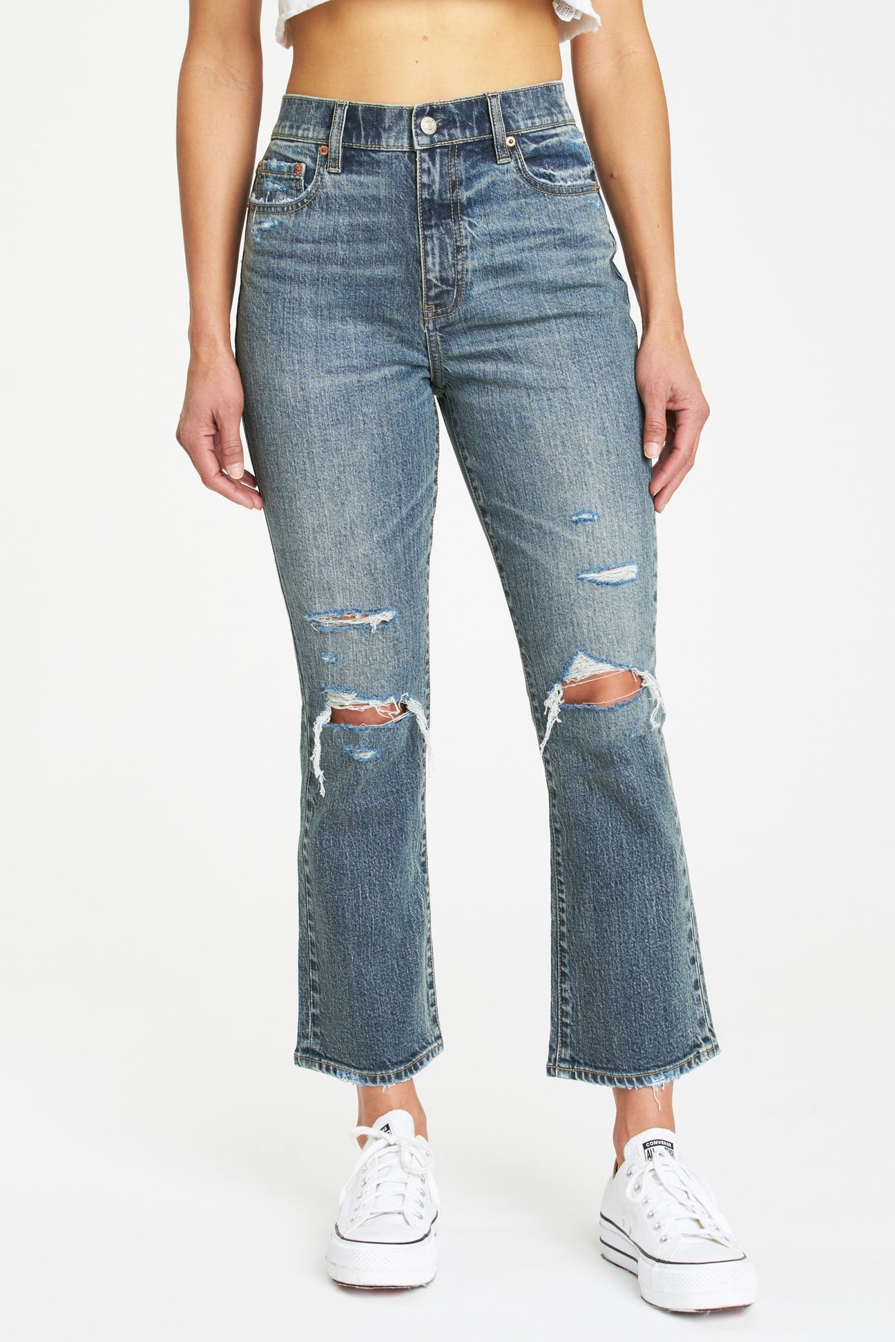 Shy Girl High Rise Crop Flare Jeans