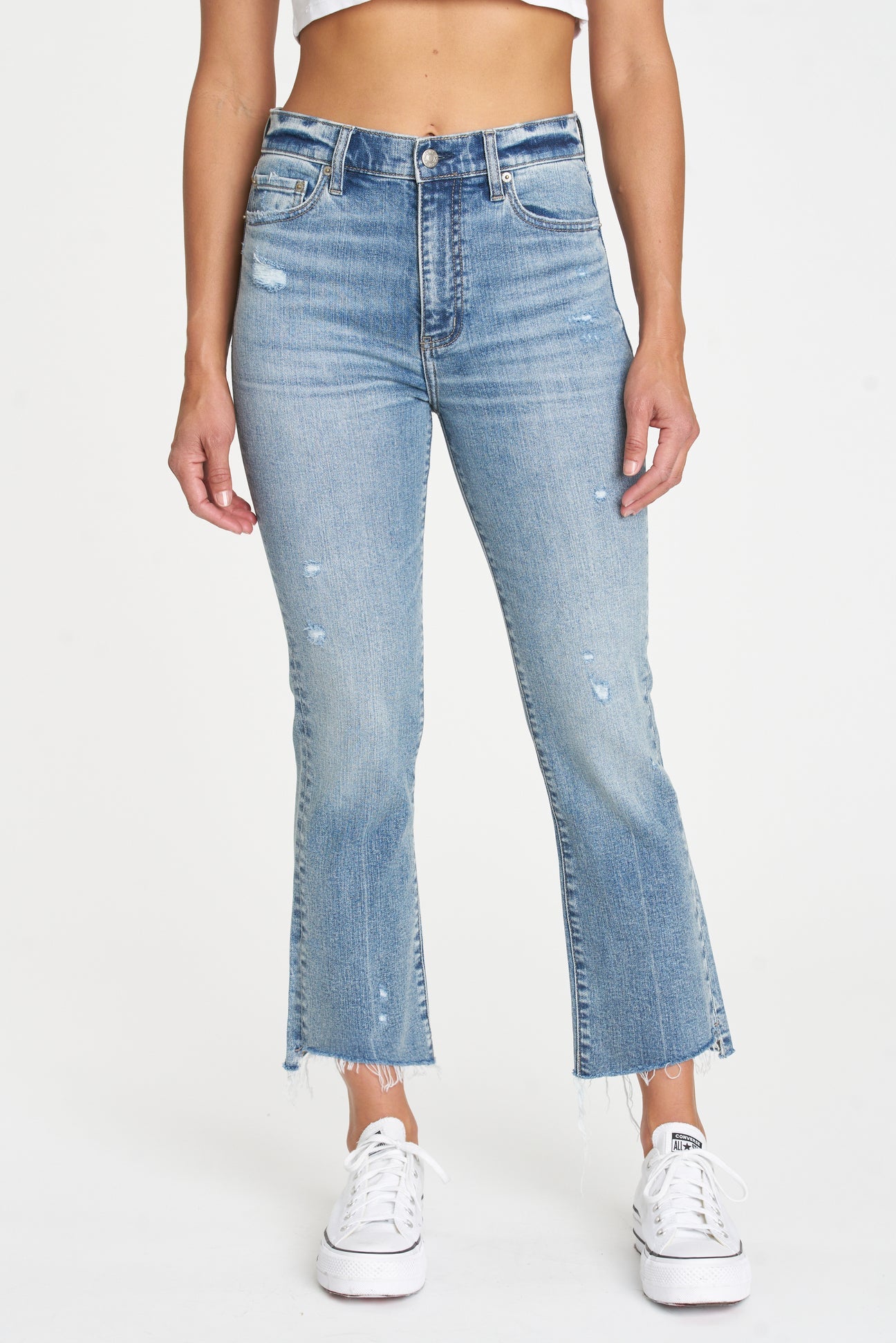 Shy Girl High Rise Crop Flare Jeans