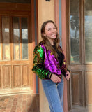 Mardi Gras Sequin Zip Jacket